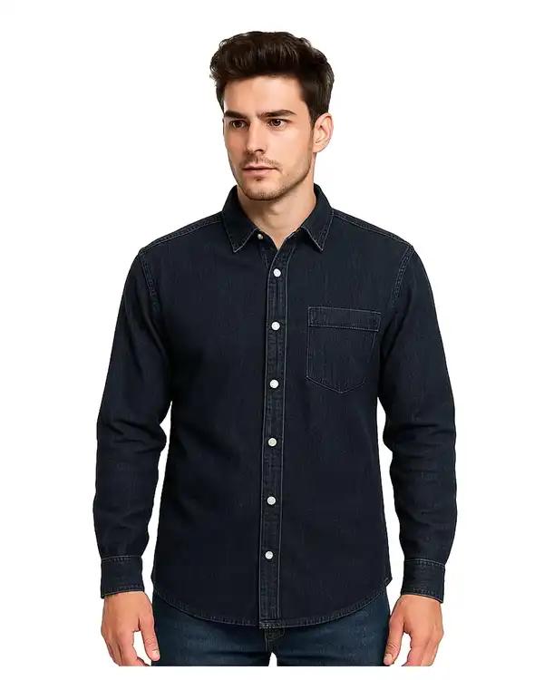 پیراهن جین مردانه آستین بلند سرمه ای آر ان اس RNS کد 12202580