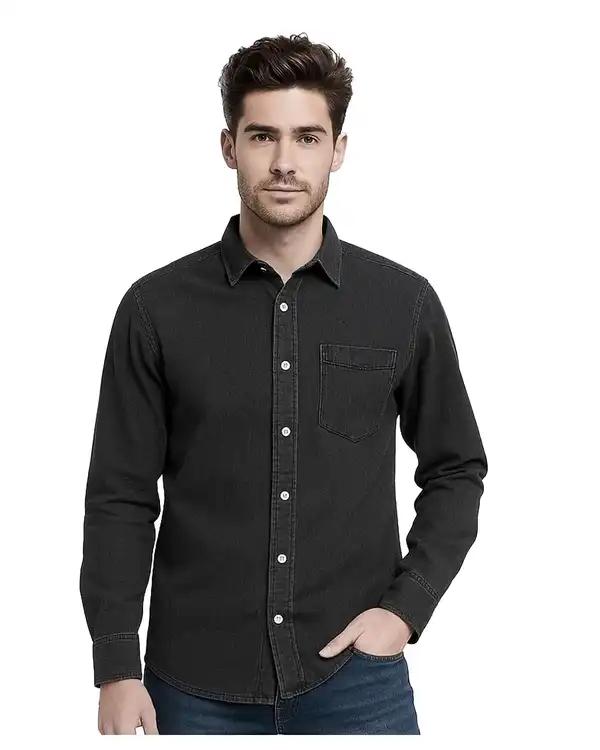 پیراهن جین مردانه آستین بلند مشکی آر ان اس RNS کد 12202580