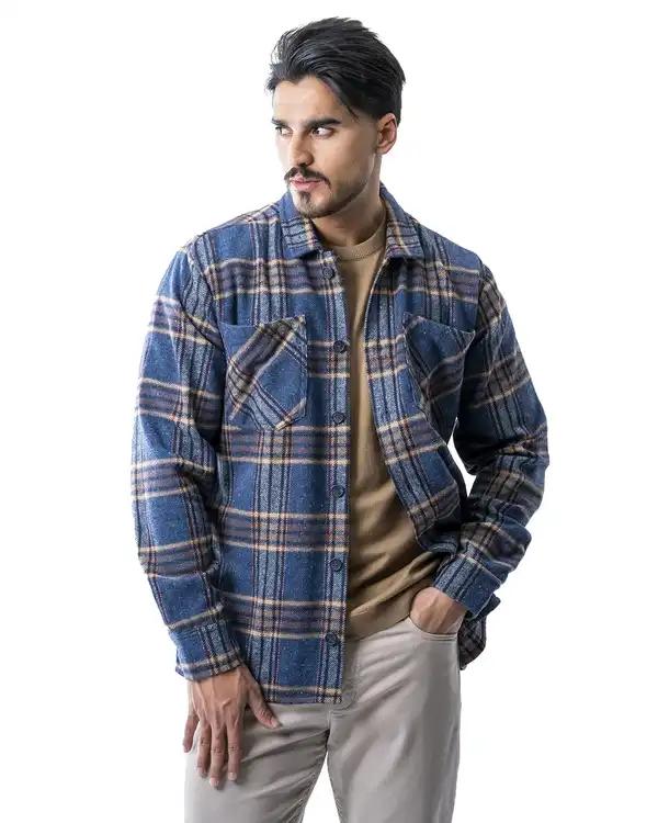 پیراهن پشمی مردانه آستین بلند آبی تیره آر ان اس RNS کد 12202613