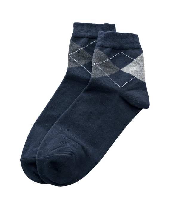 جوراب مردانه نیم ساق سرمه ای آر ان اس RNS طرح اسکاچ کد 12132496