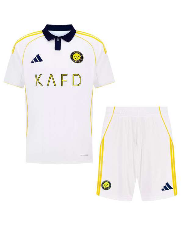 ست تی شرت و شلوارک ورزشی پسرانه سفید پانیل Panil مدل النصر عربستان Away 2026