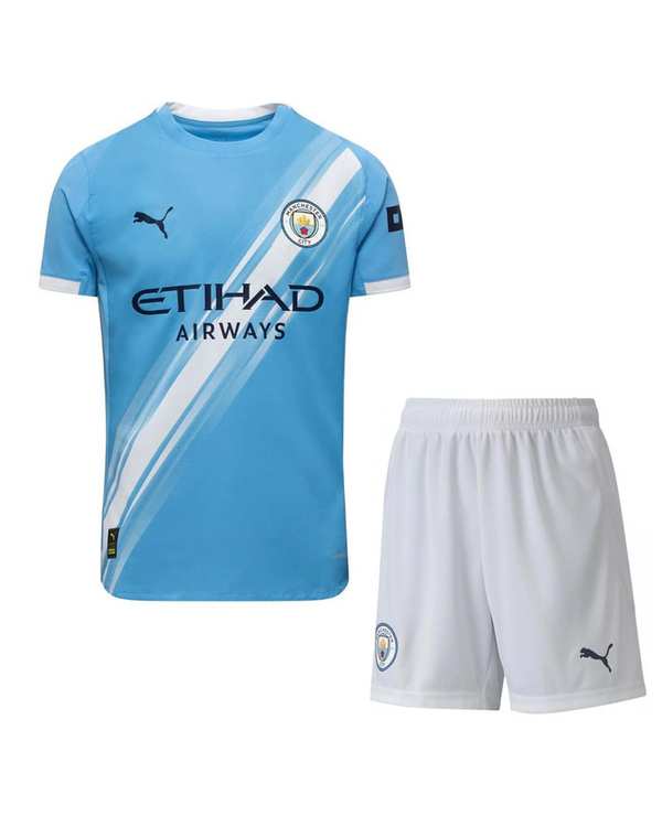 ست تی شرت و شلوارک ورزشی پسرانه آبی پانیل Panil مدل منچستر سیتی Home 2026