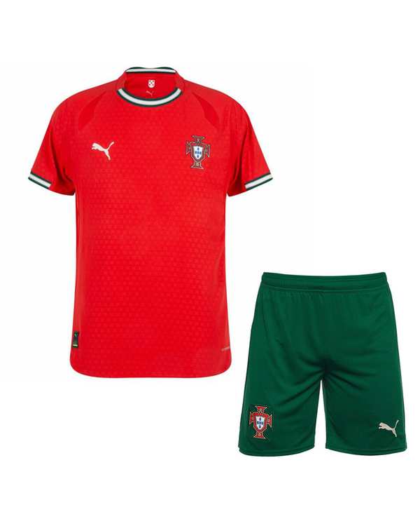 ست تی شرت و شلوارک ورزشی پسرانه قرمز پانیل Panil مدل پرتغال Home 2026