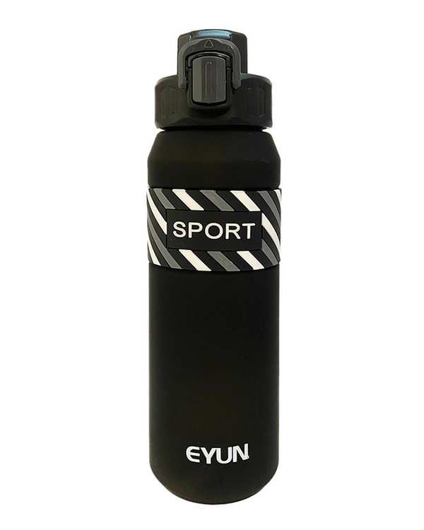 قمقمه ورزشی مشکی ایون مدل راه راه گنجایش 1 لیتر