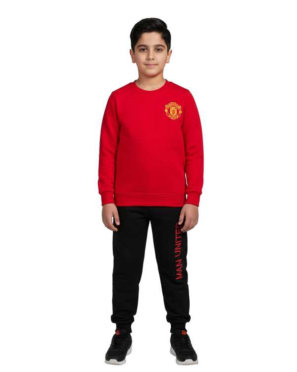 ست سویشرت دورس و شلوار اسلش پسرانه مشکی قرمز فیورلا Fiorella مدل منچستر