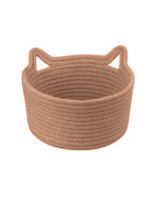 سبد کپو بافی کرم تیره مدل cat