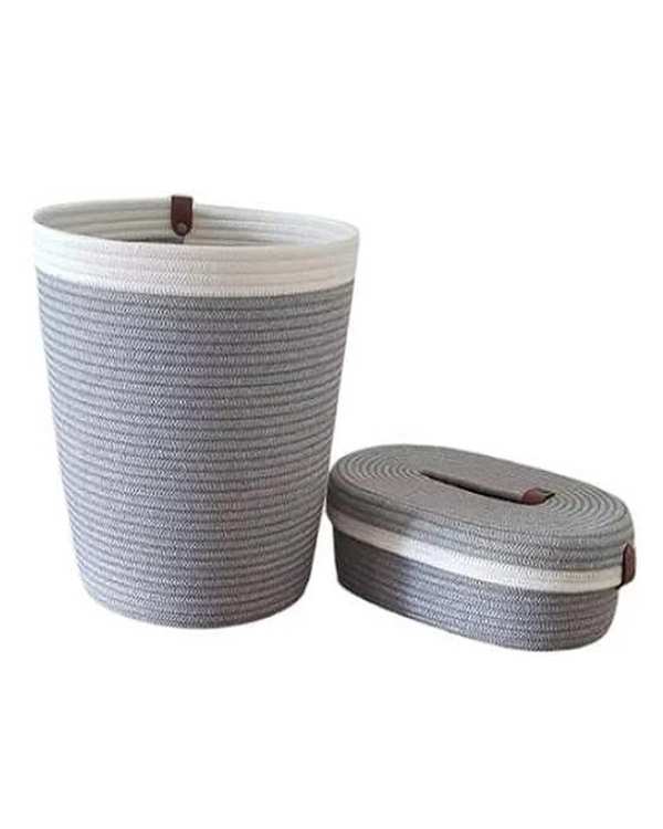 ست سطل و جای دستمال طوسی مدل 08