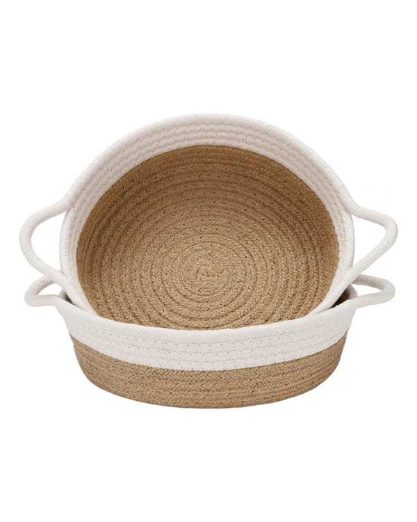 سبد نظم دهنده مدل دسته دار کرم و سفید مجموعه 2 عددی