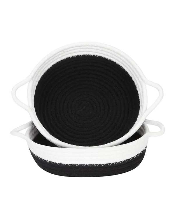 سبد نظم دهنده مدل دسته دار مشکی و سفید مجموعه 2 عددی