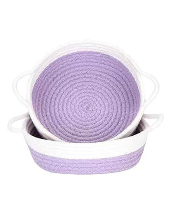 سبد نظم دهنده مدل دسته دار بنفش و سفید مجموعه 2 عددی