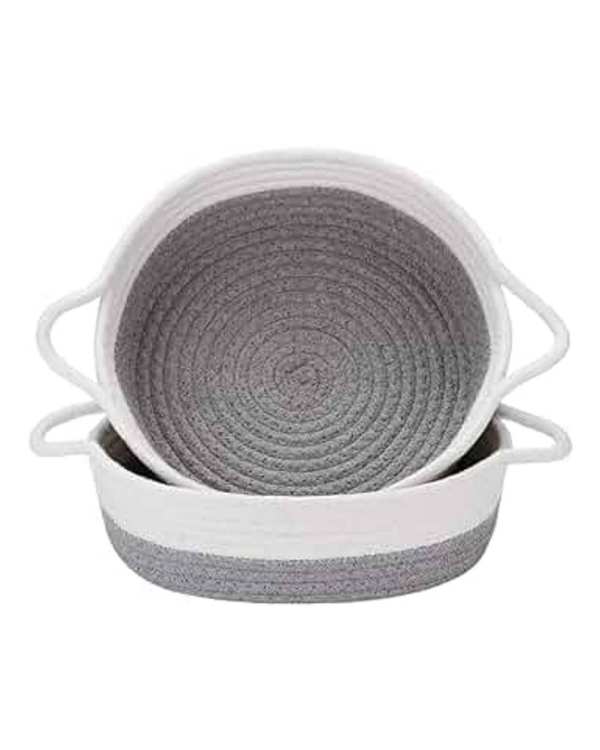 سبد نظم دهنده مدل دسته دار طوسی و سفید مجموعه 2 عددی