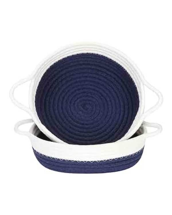 سبد نظم دهنده مدل دسته دار سرمه ای و سفید مجموعه 2 عددی