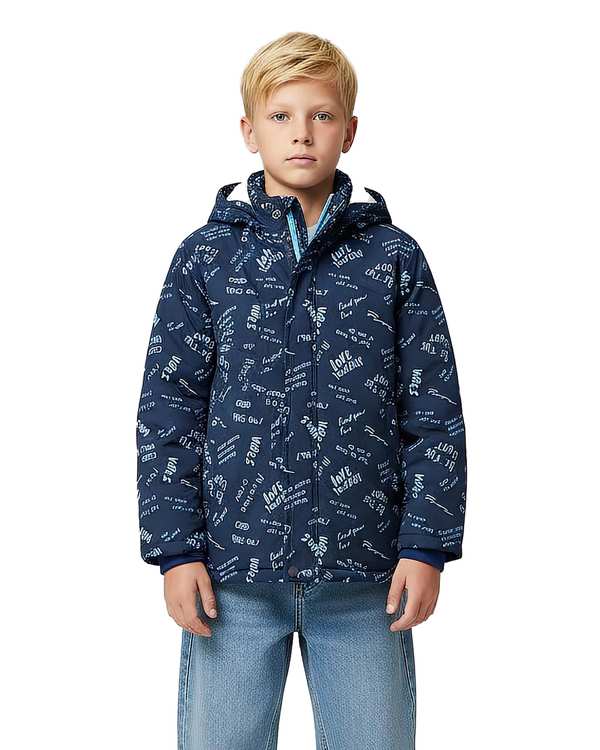 کاپشن پسرانه سرمه ای لئو کیدز Leo Kids طرح حروف کد 6-6859