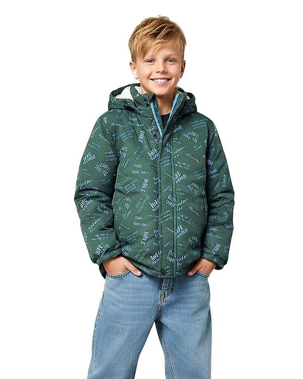 کاپشن پسرانه سبز لئو کیدز Leo Kids طرح حروف کد 7-6859