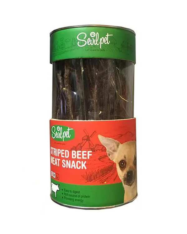 تشویقی سگ سویل پت Sevil pet با طعم گوشت نواری گوساله 80 گرم