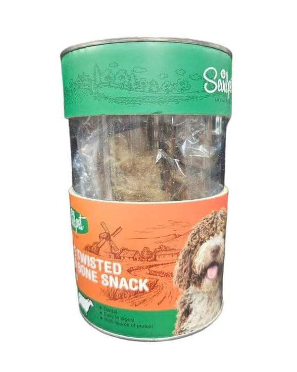 تشویقی سگ سویل پت Sevil pet با طعم استخوان کوچک دورپیچ سیرابی خشک شده بسته 4 عددی