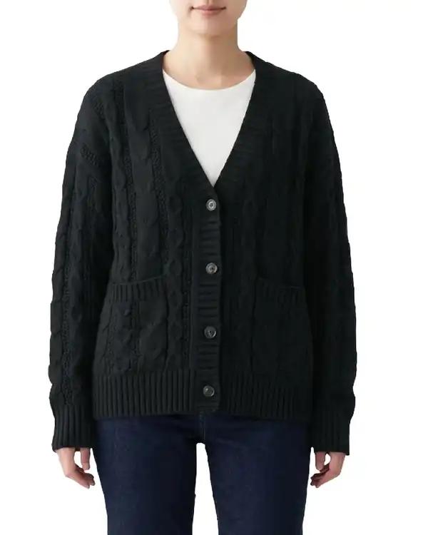 ژاکت زنانه بافت مشکی سرژه Serge مدل کاردیگان کد 225181