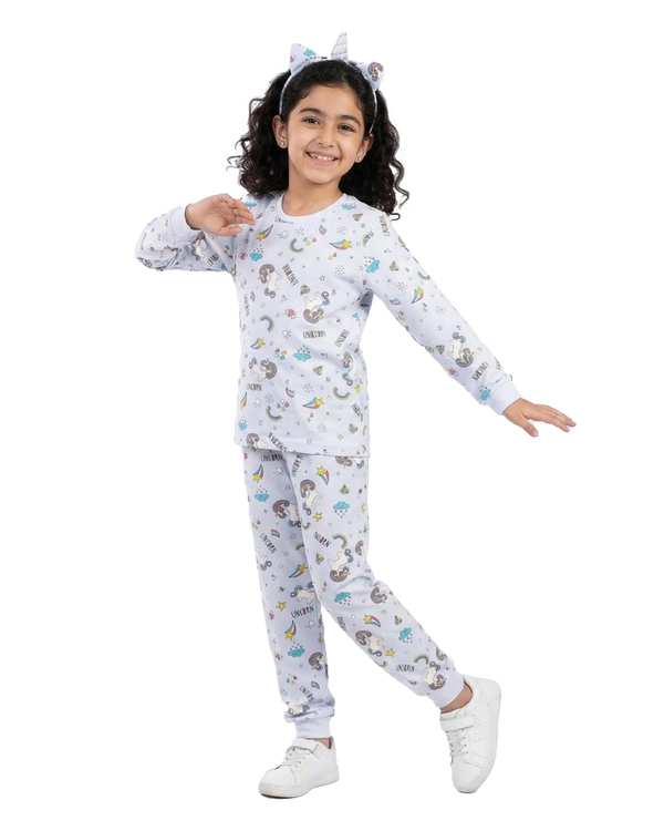 ست بلوز و شلوار دخترانه آبی فیورلا Fiorella طرح اسب تک شاخ 3 کد 45202