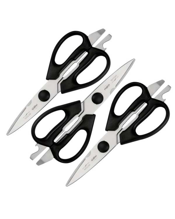 قیچی آشپزخانه مشکی جی فی نی Giffini مدل K01 مجموعه 3 عددی