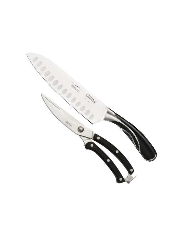 ست چاقو و قیچی آشپزخانه مشکی جی فی نی Giffini کد Q43