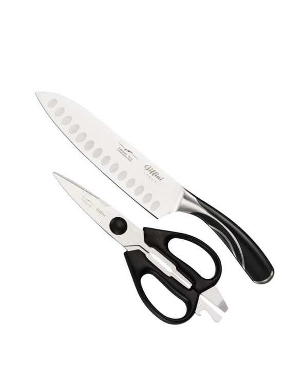 ست چاقو و قیچی آشپزخانه مشکی جی فی نی Giffini کد Q42