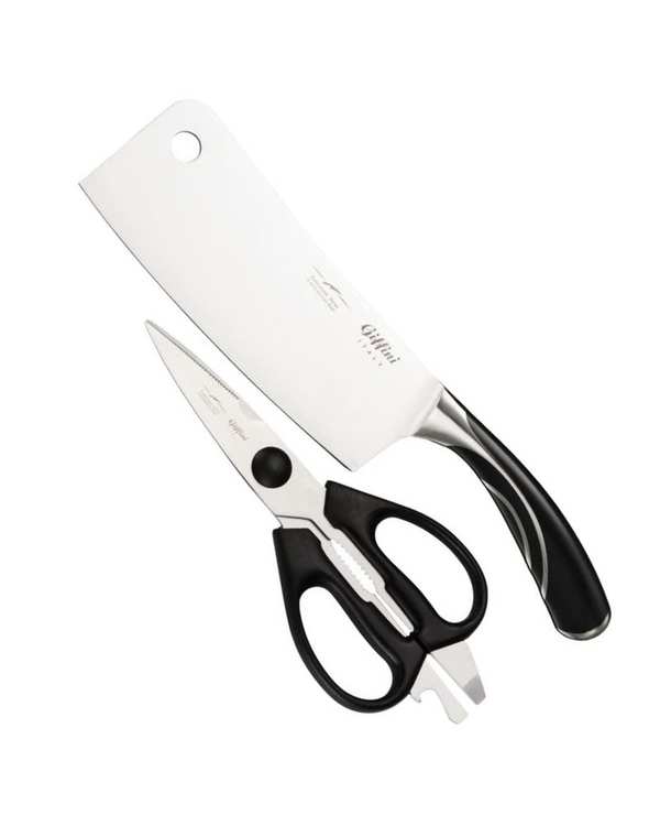 ست ساطور و قیچی آشپزخانه مشکی جی فی نی Giffini کد Q07