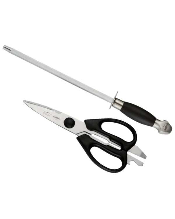 ست چاقو تیز کن و قیچی آشپزخانه مشکی جی فی نی GIFFINI کد M53 مجموعه 2 عددی