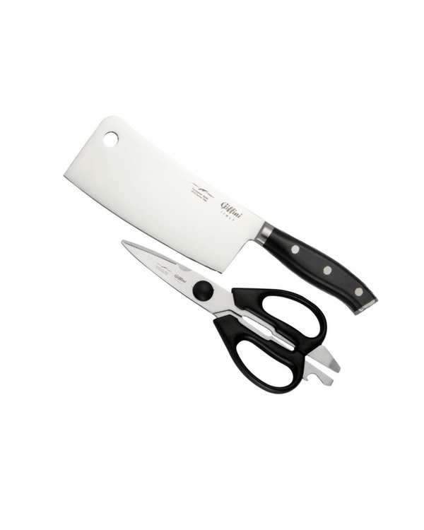 ست چاقو و قیچی آشپزخانه مشکی جی فی نی GIFFINI مدل M22 مجموعه 2 عددی