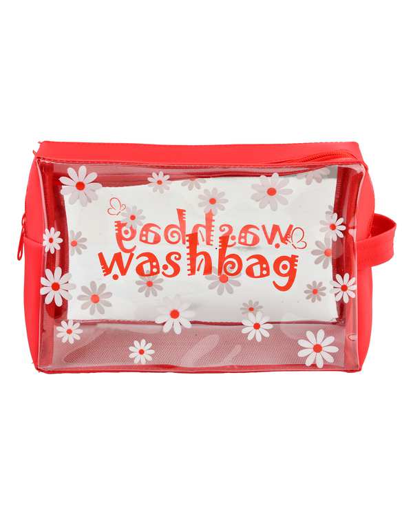 کیف لوازم آرایش قرمز مدل بابونه