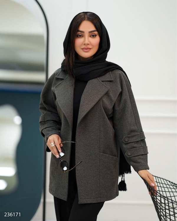 پالتو زنانه فوتر جناقی زغالی السانا Elsana مدل لوکا کد 2361