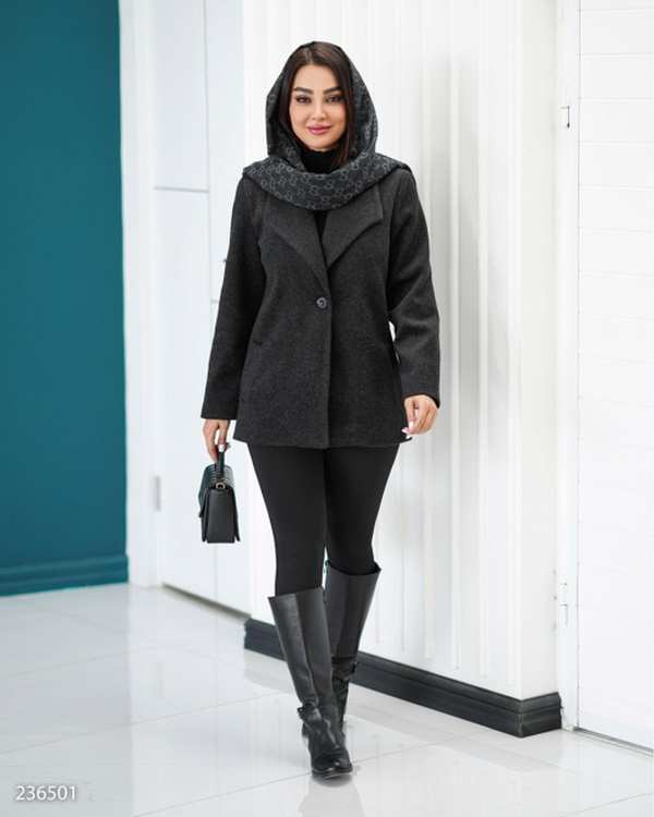 پالتو زنانه فوتر مشکی السانا Elsana مدل لاچین کد 2365
