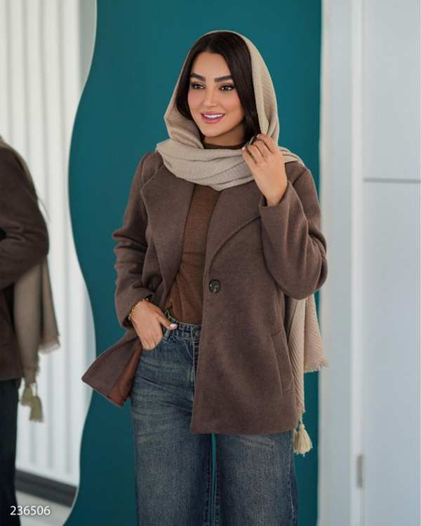 پالتو زنانه فوتر قهوه ای السانا Elsana مدل لاچین کد 2365