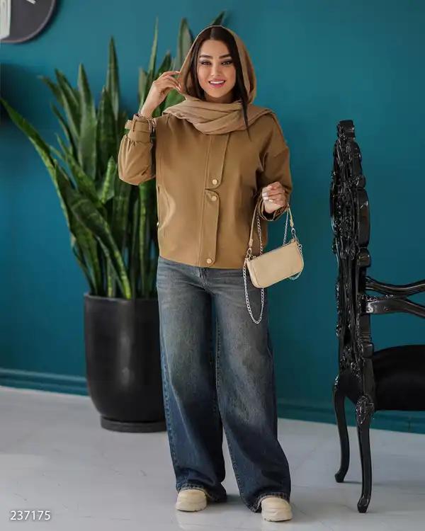 بامبر جکت زنانه کتان موکایی السانا Elsana مدل شانلی کد 2371