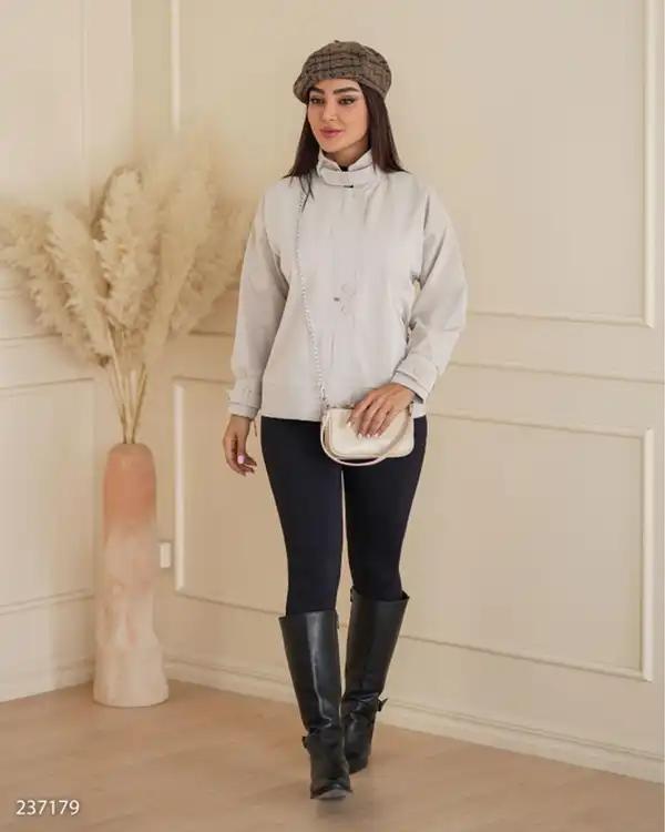 بامبر جکت زنانه کتان استخوانی السانا Elsana مدل شانلی کد 2371