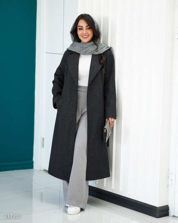 پالتو بلند زنانه فوتر دیپلمات مشکی السانا Elsana مدل دلارام کد 2372