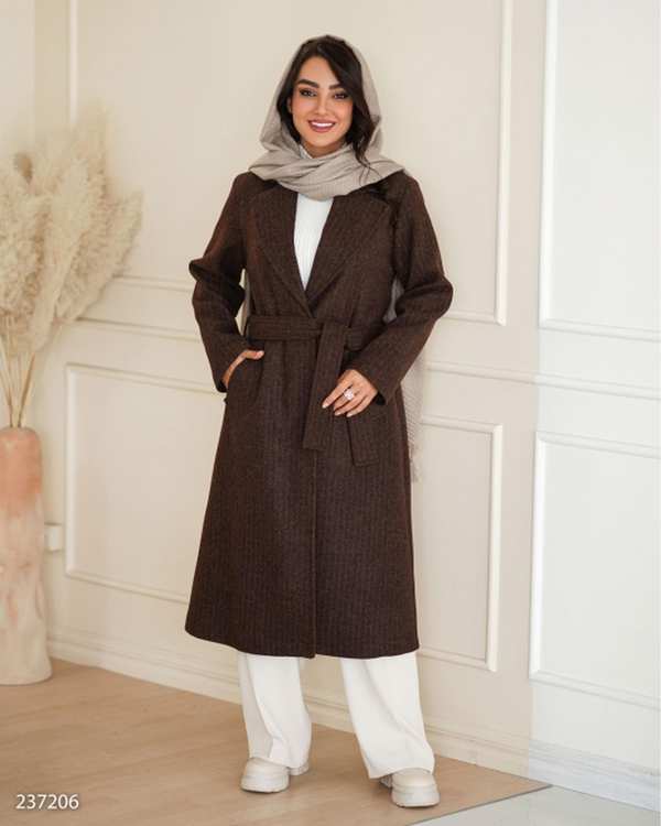 پالتو بلند زنانه فوتر دیپلمات قهوه ای السانا Elsana مدل دلارام کد 2372