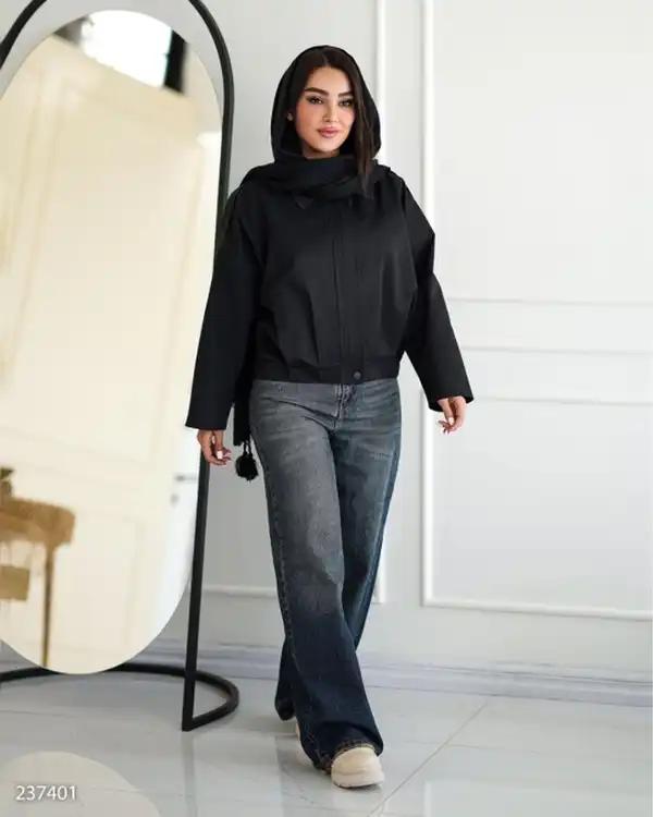بامبر جکت زنانه کتان زارا مشکی السانا Elsana مدل لاویا کد 2374