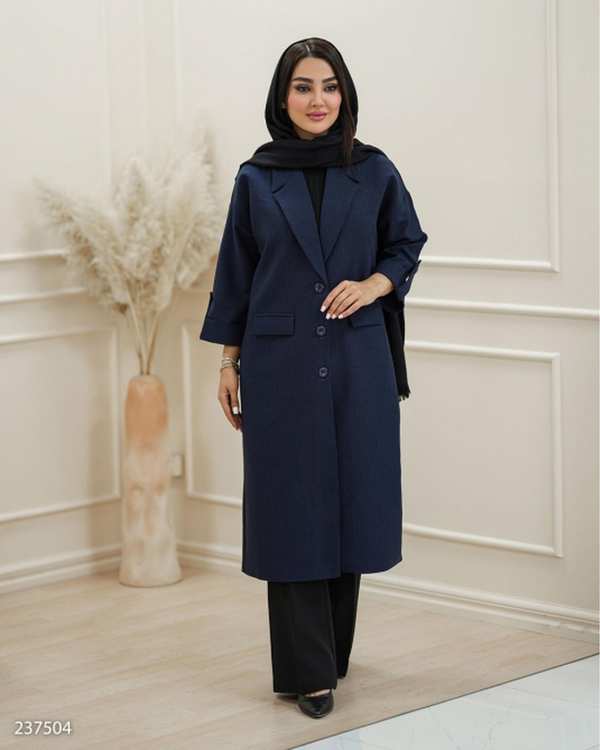 مانتو بلند زنانه دیپلمات سرمه ای السانا Elsana مدل زلاله کد 2375