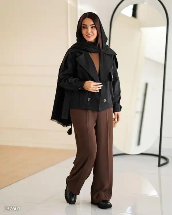 بامبر جکت زنانه کتان زارا مشکی السانا Elsana مدل یوتاب کد 2376