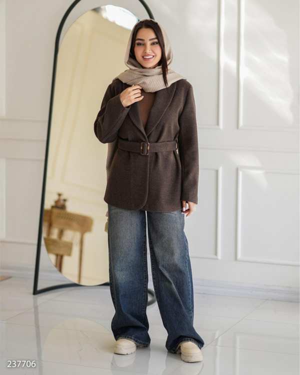 پالتو زنانه فوتر قهوه ای السانا Elsana مدل نیلفام کد 2377