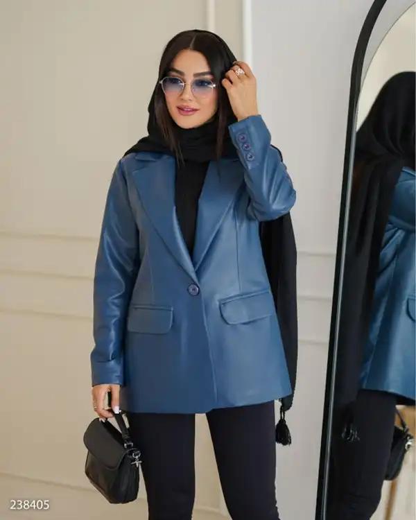 کت چرم زنانه آبی نفتی السانا Elsana مدل بهسام کد 2384