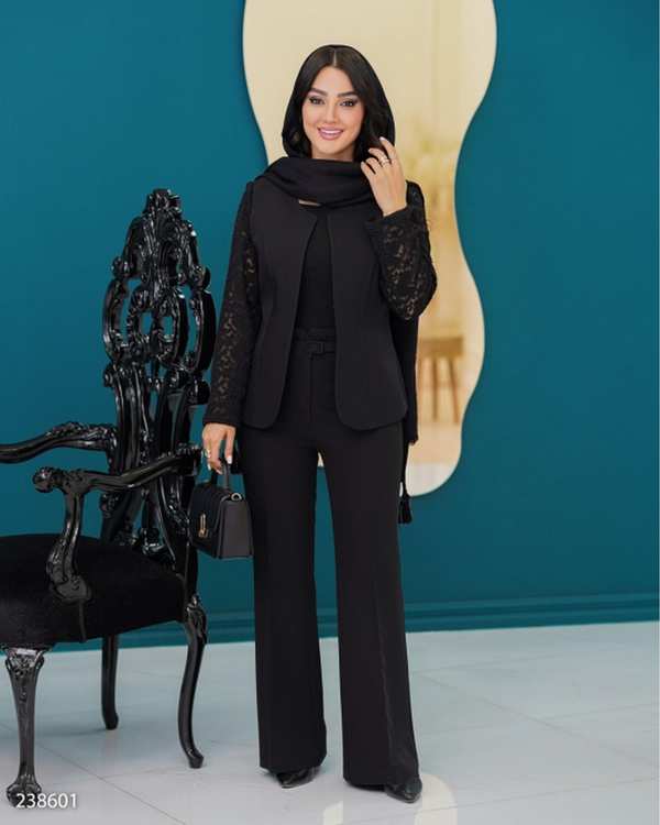 کت مجلسی زنانه مازاراتی مشکی السانا Elsana مدل پرارین کد 2386