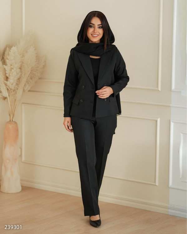 ست کت و شلوار زنانه مشکی السانا Elsana مدل روژدا کد 2393
