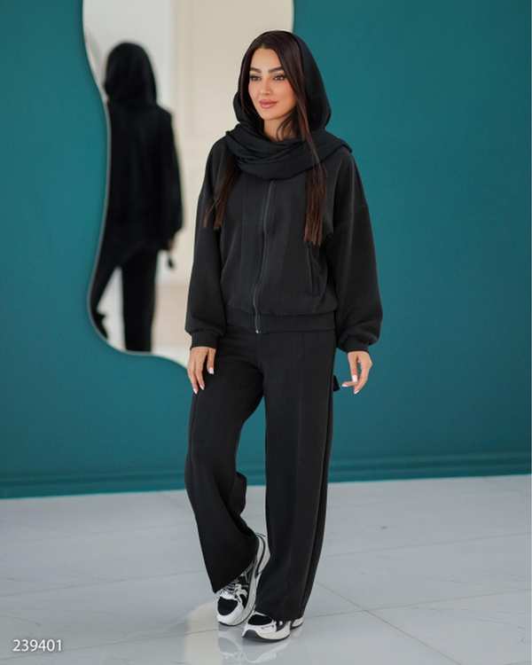 ست سویشرت و شلوار زنانه اویشو مشکی السانا Elsana مدل روهان کد 2394