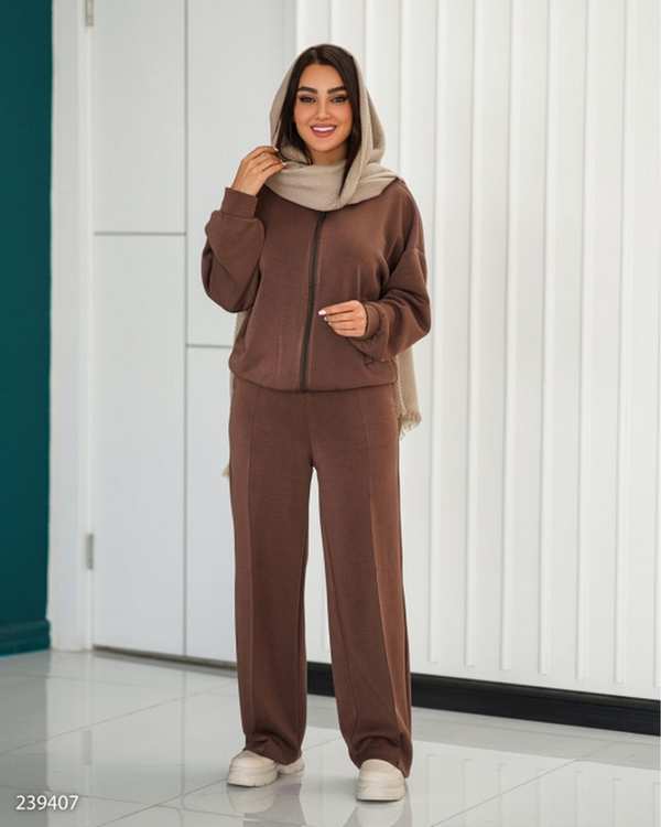 ست سویشرت و شلوار زنانه اویشو شکلاتی السانا Elsana مدل روهان کد 2394