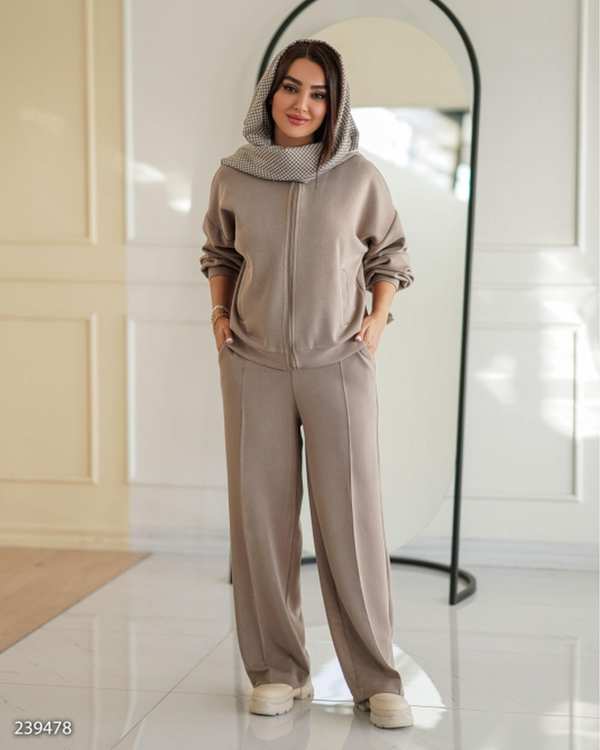 ست سویشرت و شلوار زنانه اویشو خاکی السانا Elsana مدل روهان کد 2394