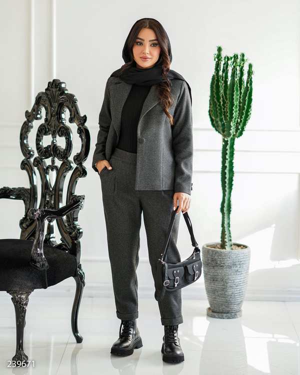 ست کت و شلوار زنانه فوتر زغالی السانا Elsana مدل ژیرو کد 2396
