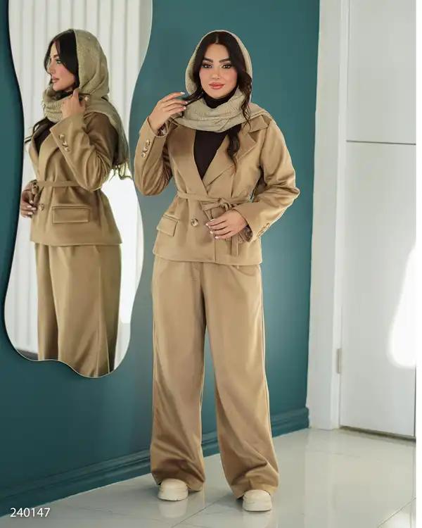 ست کت و شلوار زنانه فوتر نسکافه ای السانا Elsana مدل شادمهر کد 2401