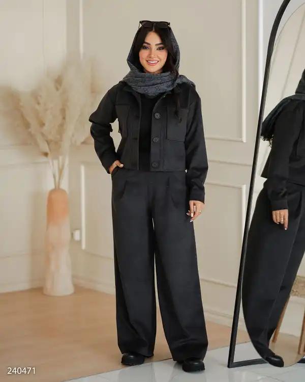 کت کراپ زنانه فوتر جیر مشکی السانا Elsana مدل آرتاش کد 2404