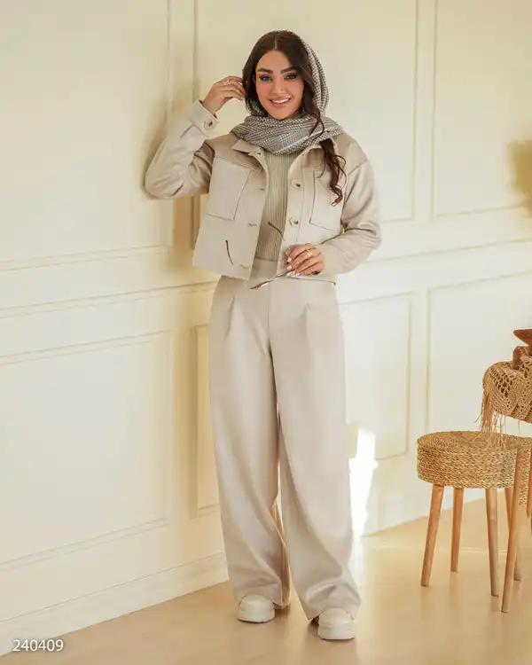 کت کراپ زنانه فوتر جیر شیری السانا Elsana مدل آرتاش کد 2404